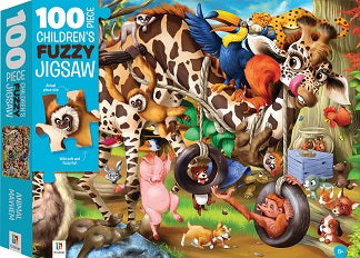 100-Piece Children’s Fuzzy Jigsaw: Animal Mayhem For Discount